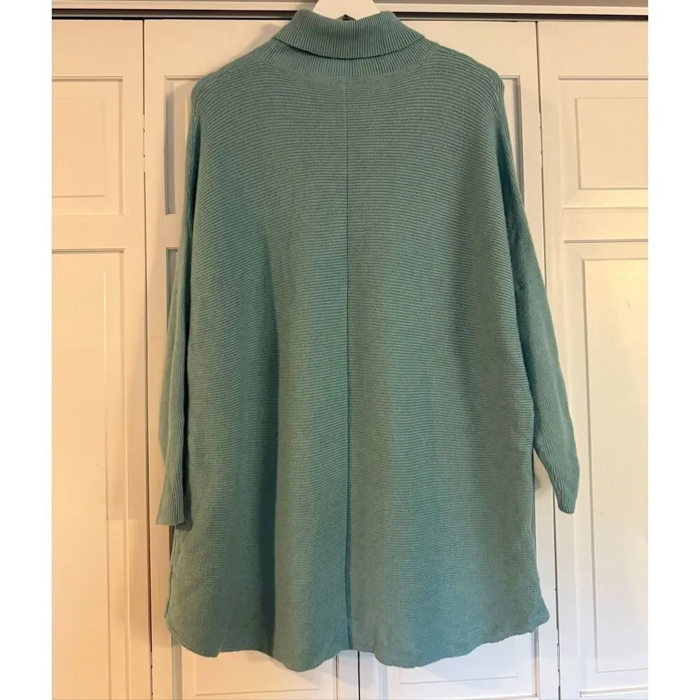 Amazon mint green ribbed cowl neck oversized tunic sweater small